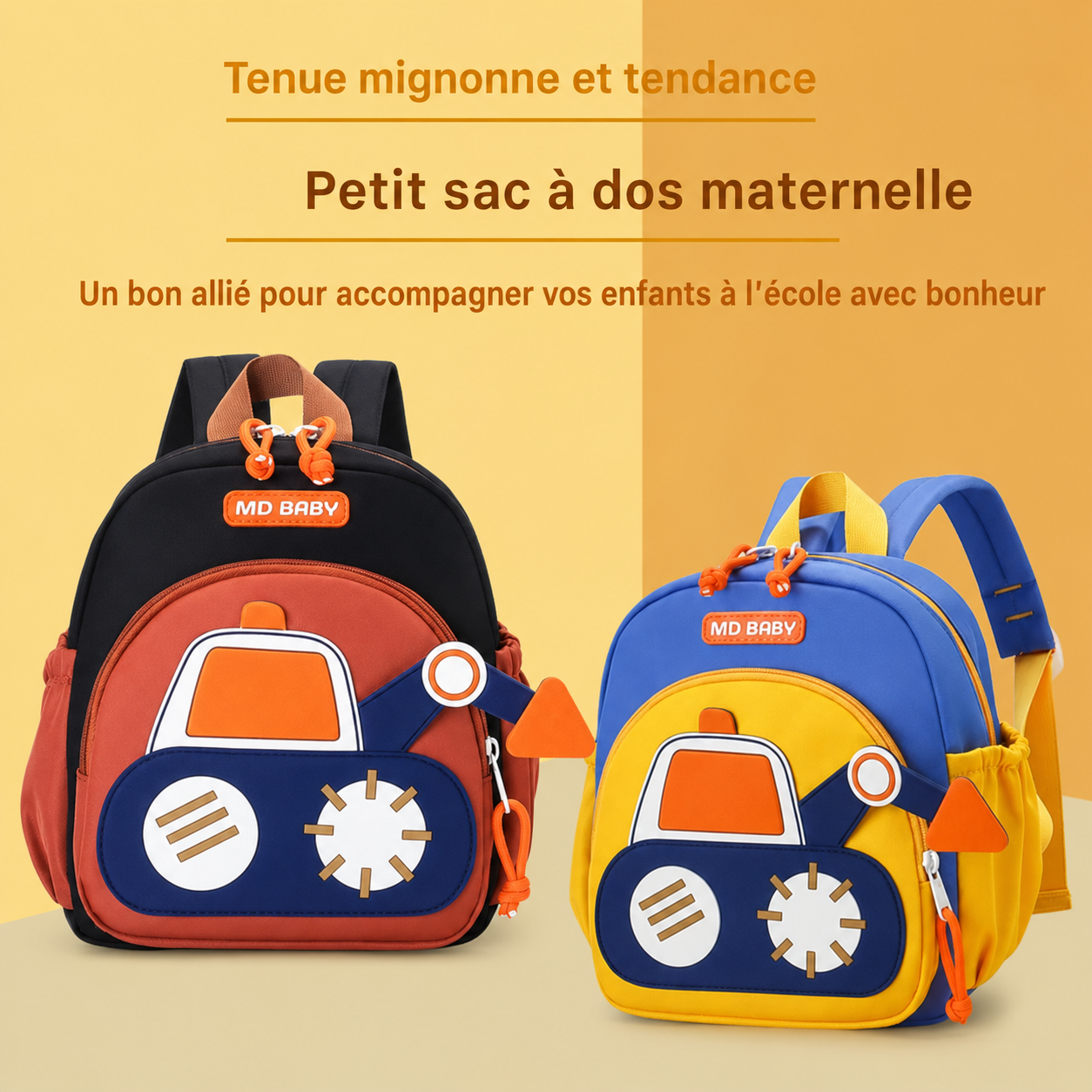 🚧 Sac à Dos Maternelle Camion de Chantier – Petit Sac Enfant 3 à 6 Ans