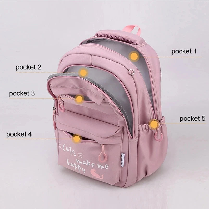 🎒Sac à Dos Fille Collège et Primaire – Cartable Scolaire Grande Capacité Rose | Bella™