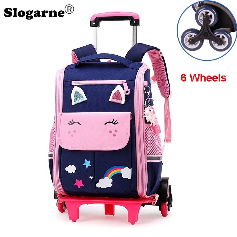 Cartable Trolley Fille Luna – Sac Scolaire à Roulettes Mignon, Résistant et Confortable pour École Primaire