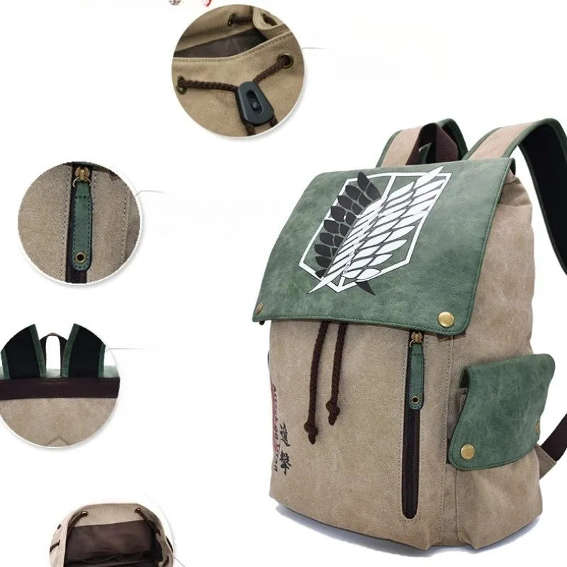 🎒 Sac à Dos Manga – One Piece, Naruto et Attaque des Titans | Sac Anime Vintage Unisexe