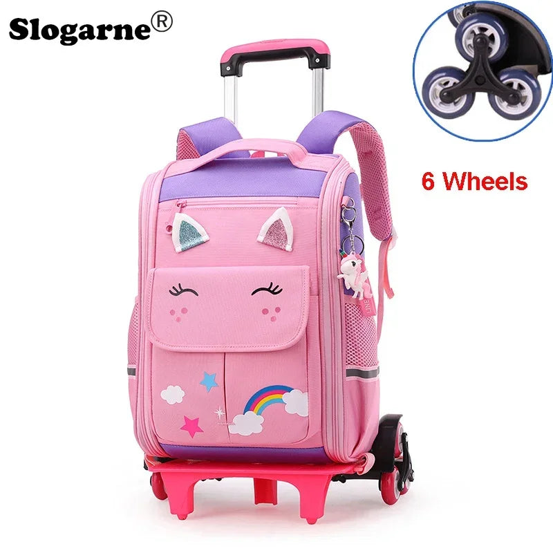 Cartable Trolley Fille Luna – Sac Scolaire à Roulettes Mignon, Résistant et Confortable pour École Primaire