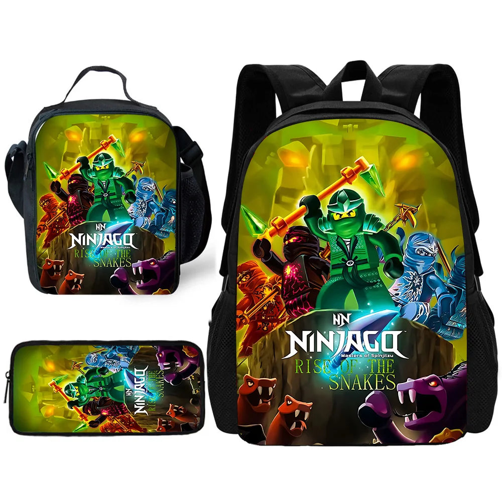 🎒 Sac à Dos Ninjago Enfant – Cartable Scolaire Seul ou Set avec Trousse et Sac Repas