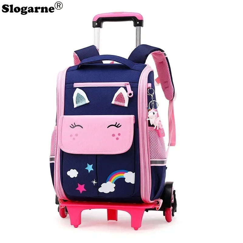 Cartable Trolley Fille Luna – Sac Scolaire à Roulettes Mignon, Résistant et Confortable pour École Primaire