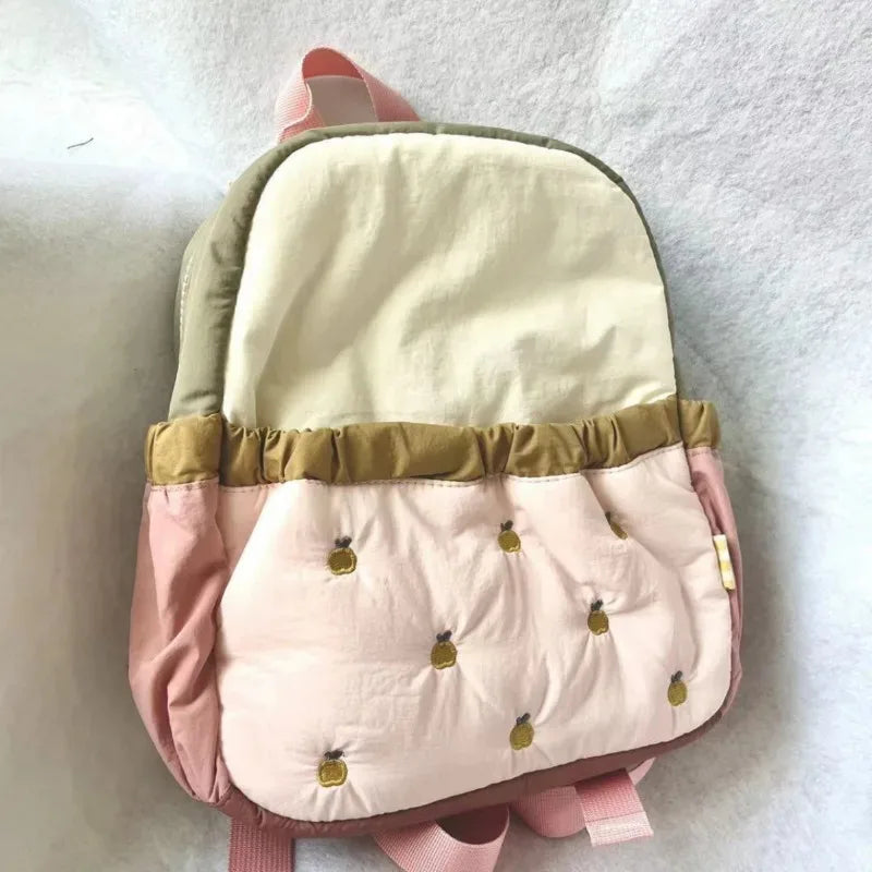 Sac à Dos Maternelle Enfant – Pomme Brodée, Léger et Mignon