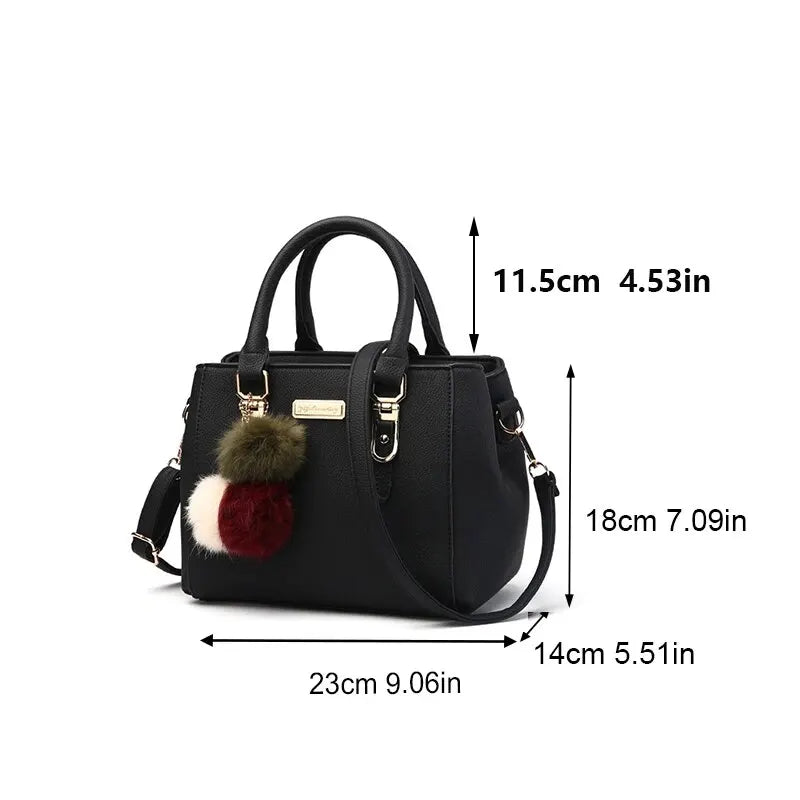 Petit Sac à Main Femme Bandoulière – Sac Chic Vintage en Cuir PU avec Pompon | Luna™