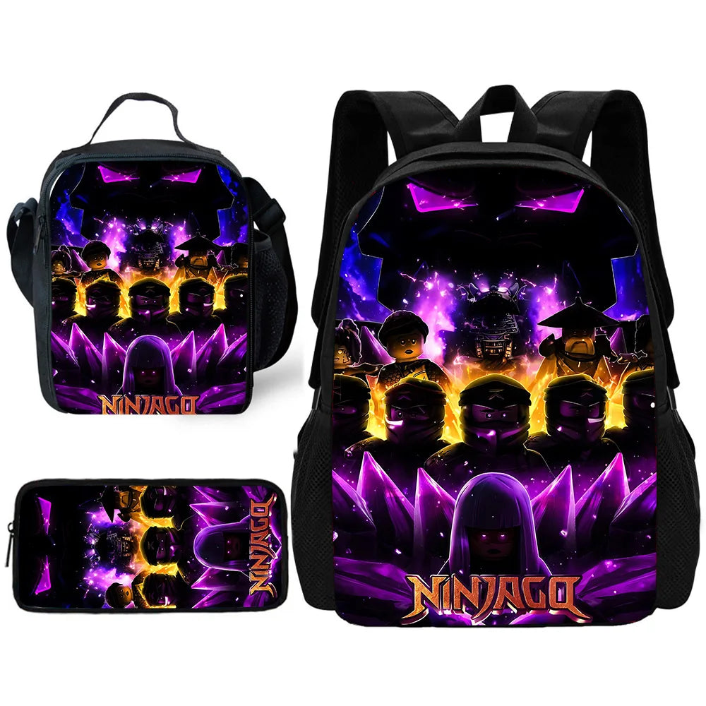 🎒 Sac à Dos Ninjago Enfant – Cartable Scolaire Seul ou Set avec Trousse et Sac Repas