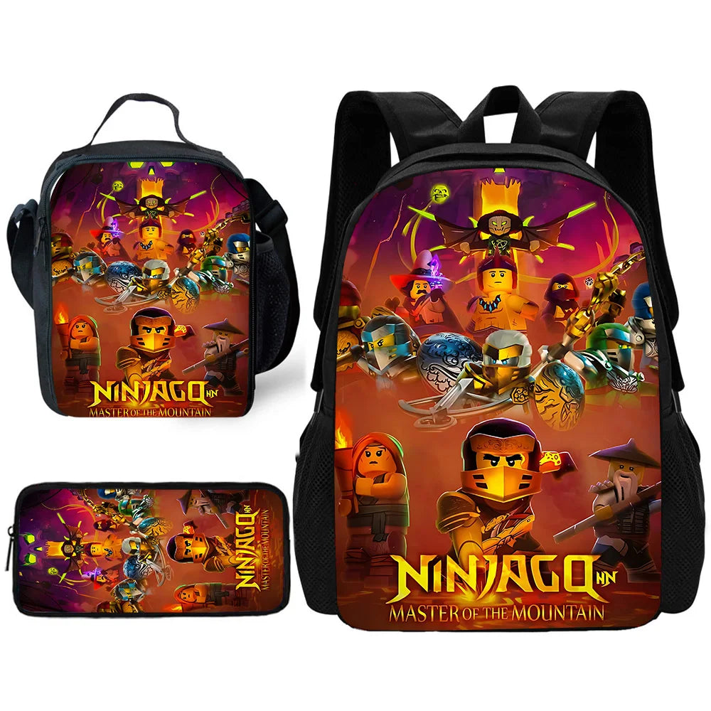 🎒 Sac à Dos Ninjago Enfant – Cartable Scolaire Seul ou Set avec Trousse et Sac Repas