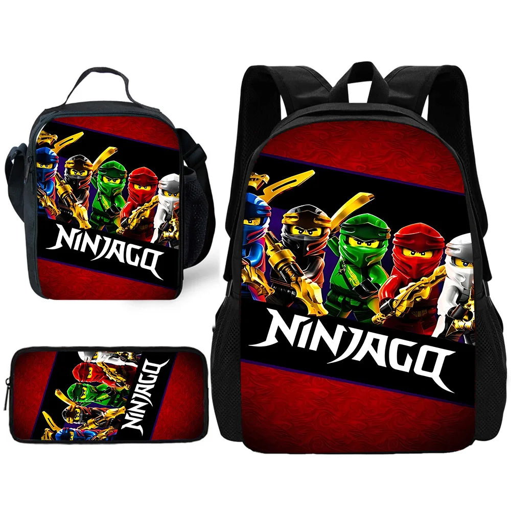 🎒 Sac à Dos Ninjago Enfant – Cartable Scolaire Seul ou Set avec Trousse et Sac Repas