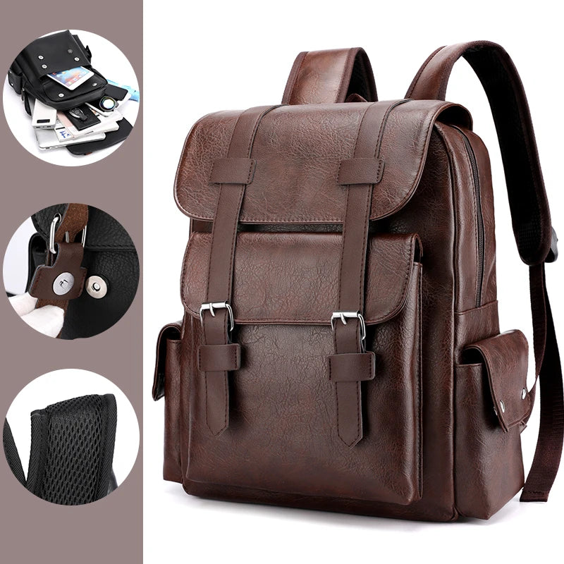 🎒 Sac à Dos Homme Cuir PU – Sac Ordinateur Portable Grande Capacité pour Bureau, Travail et Études | Urban™