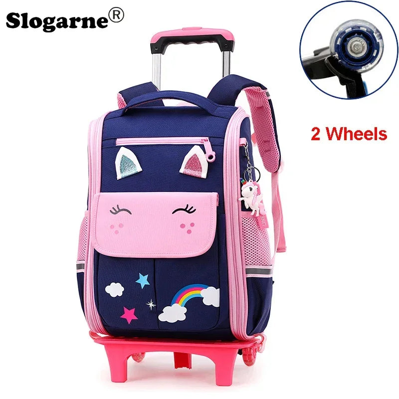 Cartable Trolley Fille Luna – Sac Scolaire à Roulettes Mignon, Résistant et Confortable pour École Primaire