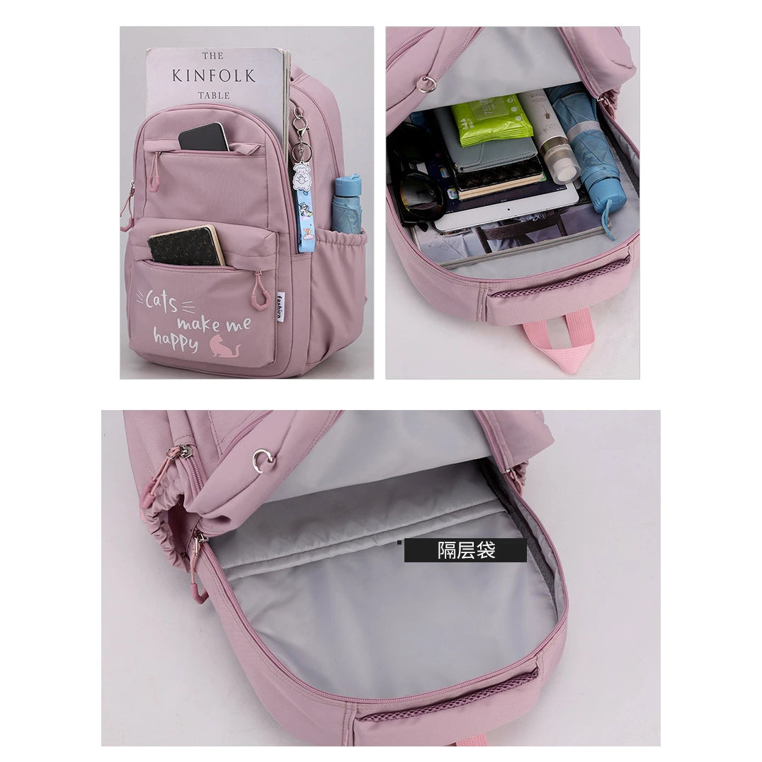 🎒Sac à Dos Fille Collège et Primaire – Cartable Scolaire Grande Capacité Rose | Bella™