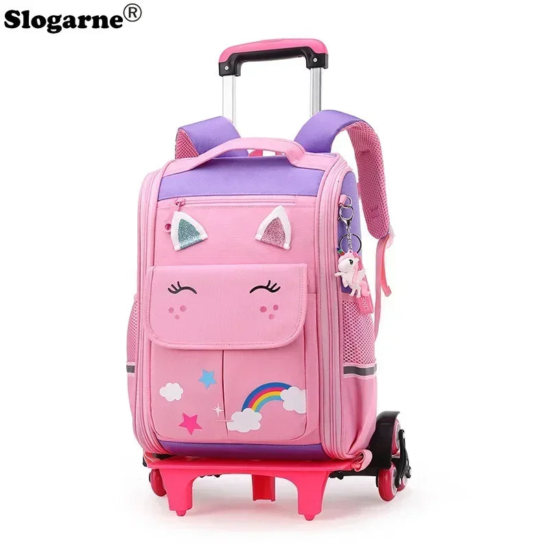 Cartable Trolley Fille Luna – Sac Scolaire à Roulettes Mignon, Résistant et Confortable pour École Primaire