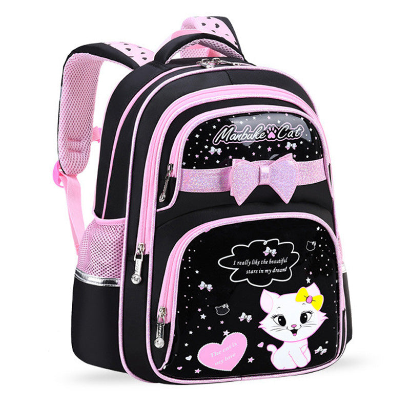 Cartable chat noir et rose avec trousse à partir du CP