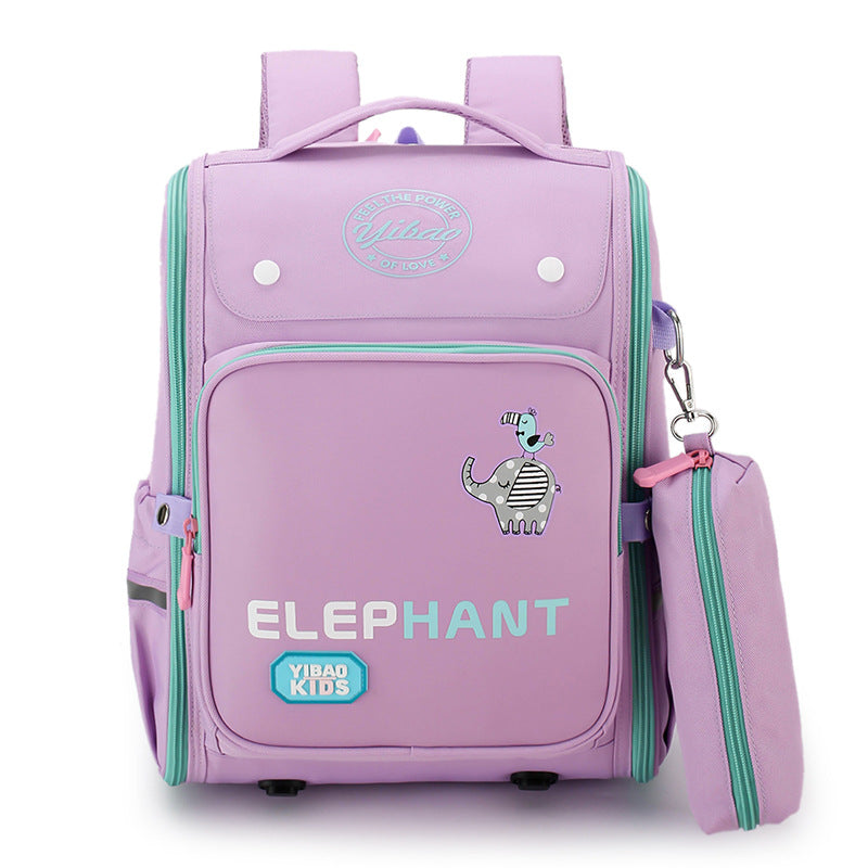 Cartable CP dinosaure et éléphant dessin animé avec trousse