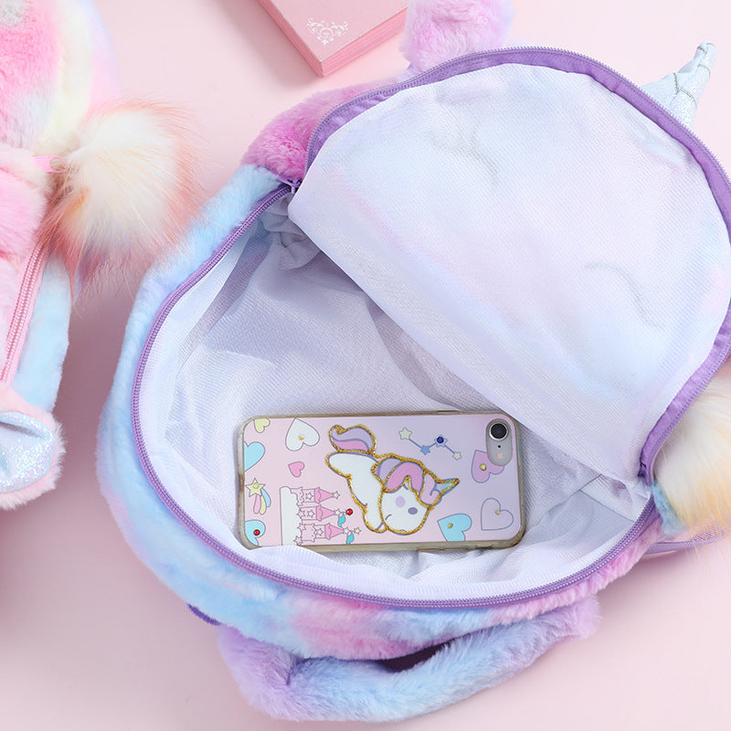 Cartable licorne en peluche
