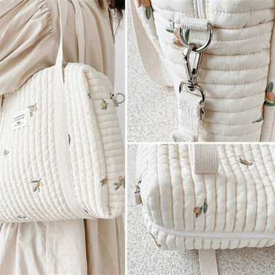 Sac à Langer en Coton Brodé et Matelassé